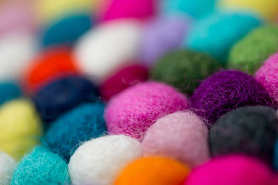 Wool felt balls of various colors