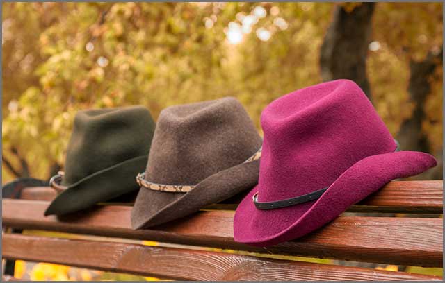 Felt hats are available in different colors