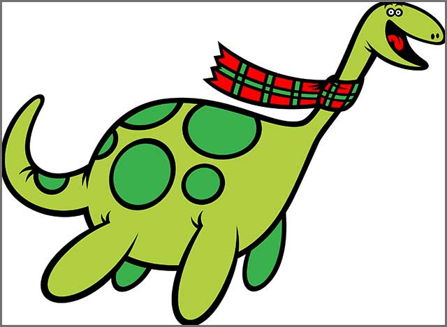 Loch Ness monster with a scarf - illustration