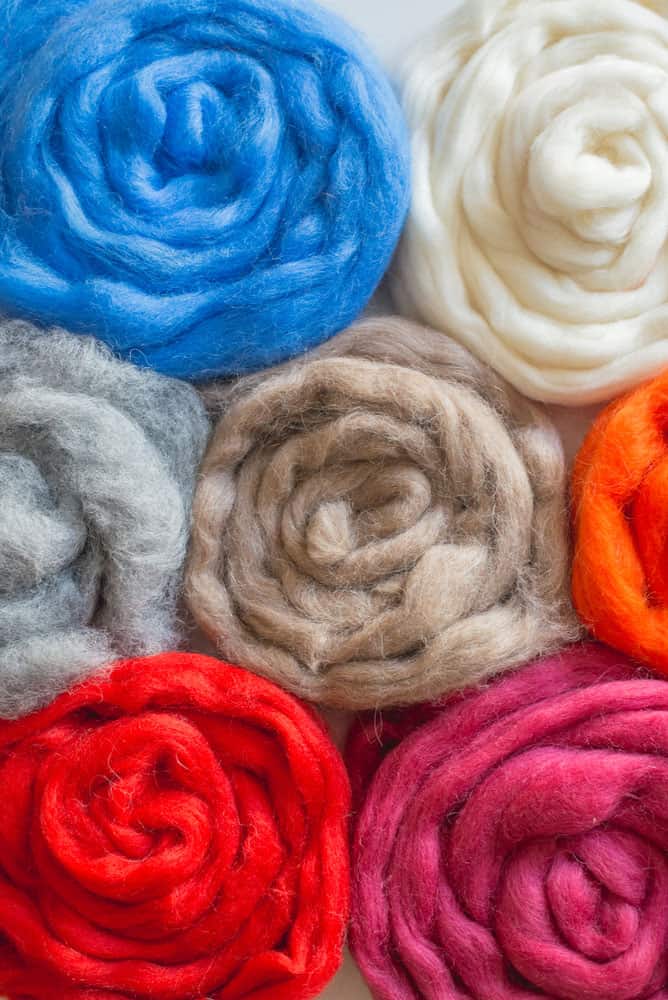 colorful merino wool for felting